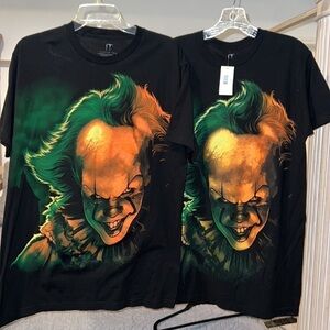 Spirit Halloween IT Black Shirts With Clown Graphic Bundle  Size Medium & Large